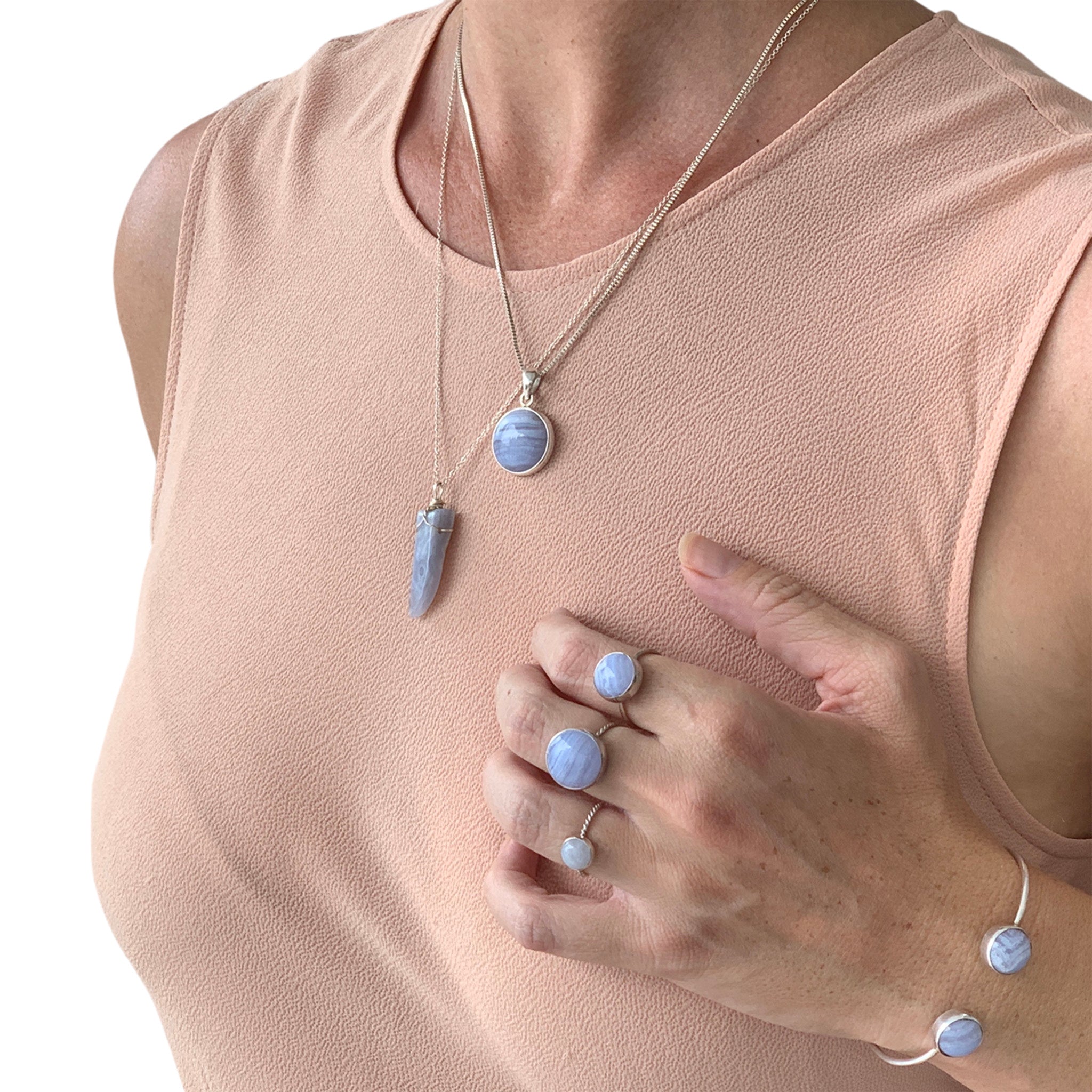 Lace online agate necklace