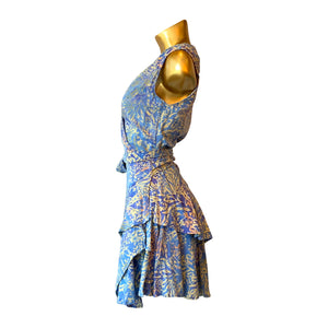 Annalise Batik Wrap Ruffle Mini Dress