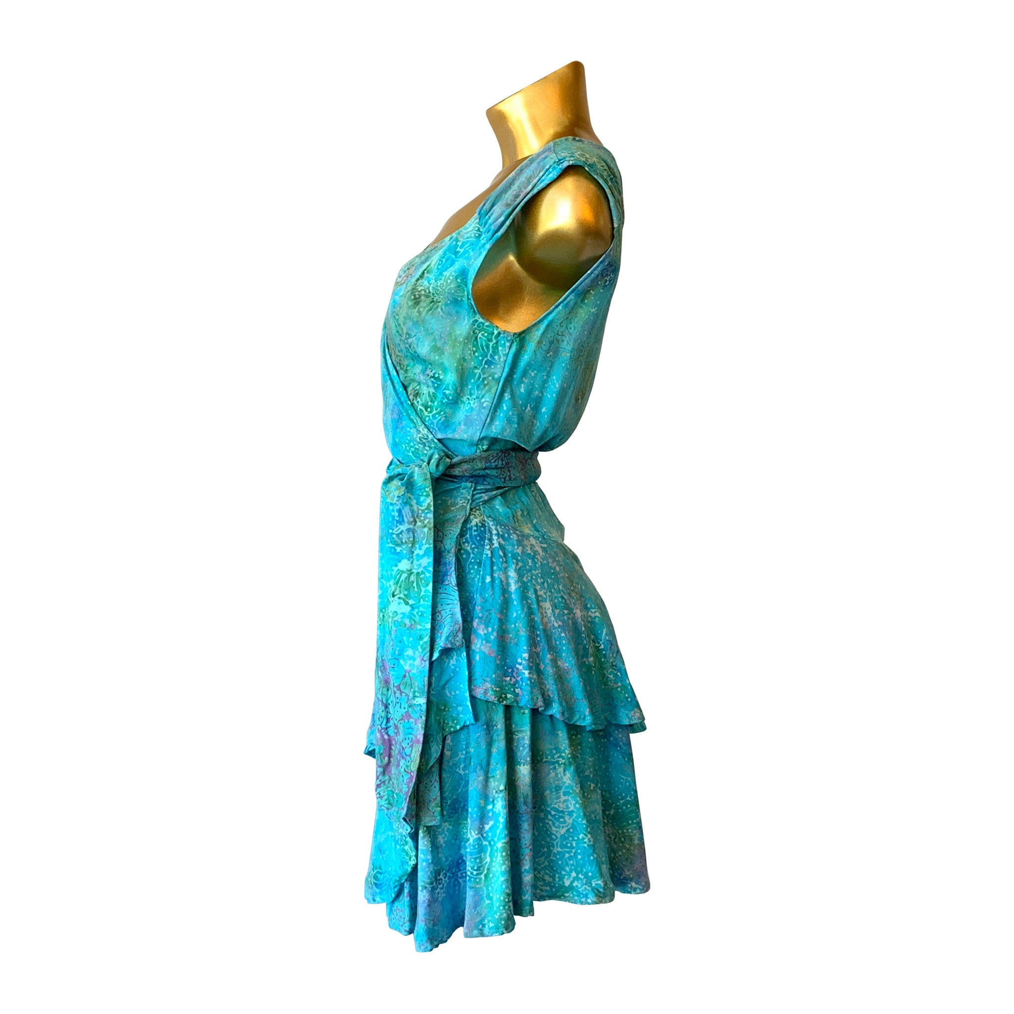 Annalise Batik Wrap Ruffle Mini Dress